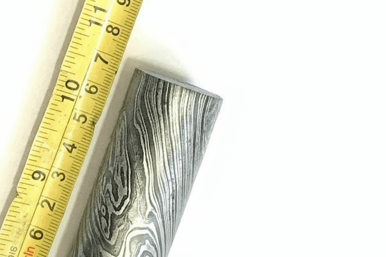 10.5 Inch Twisted Damascus Steel Round Bar 30 mm Billet for Ring and Guard Making by JW SteelCrafts, handmade jewelry detail photo 5
