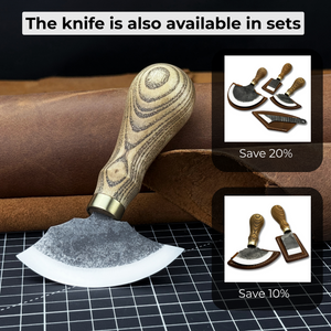 Small Leather Round Knife, 8 cm (3.15 inches) detail view by Sharky Forged Steel Tools