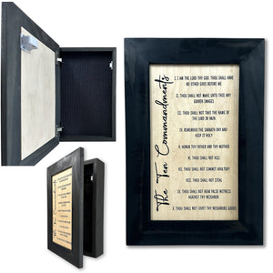 Ten Commandments Religious Gun Concealment Furniture - Handcrafted Hidden Gun Storage Wall Decor - Hidden Gun Shelf with Magnetic Lock for Quick Acces by Bellewood Designs