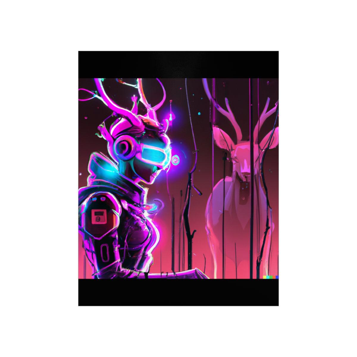futuristic woman and deer Posters