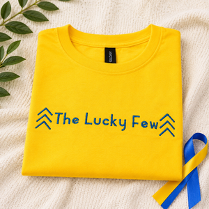 The Lucky Few Embroidered Shirt, Down Syndrome Awareness Tee by Poor Hog Customs, Southern lifestyle apparel main product photo