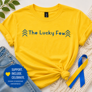 The Lucky Few Embroidered Shirt, Down Syndrome Awareness Tee by Poor Hog Customs, Southern lifestyle apparel detail photo 3