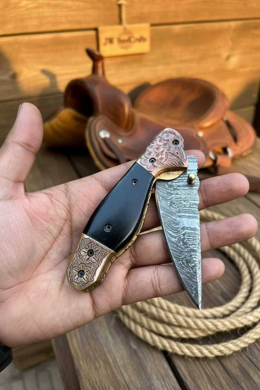 Duskhorn Damascus Folder by JW SteelCrafts
