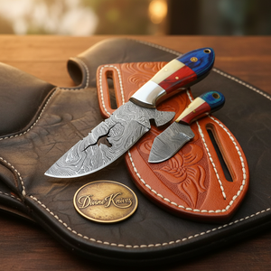 Longhorn Cutout Texas Flag Damascus Hunter by Divine Knives, product view 4