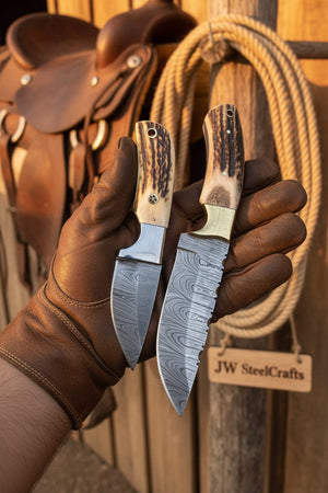 Twin Antler Hunter Knife Set of 2" by JW SteelCrafts, product view 2
