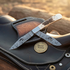 Twist Pattern Stockman Folding Knife by Divine Knives, product view 3