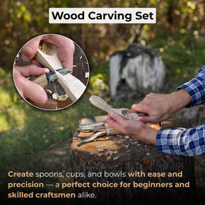 15 piece Wood Carving Tool Set with Leather Roll