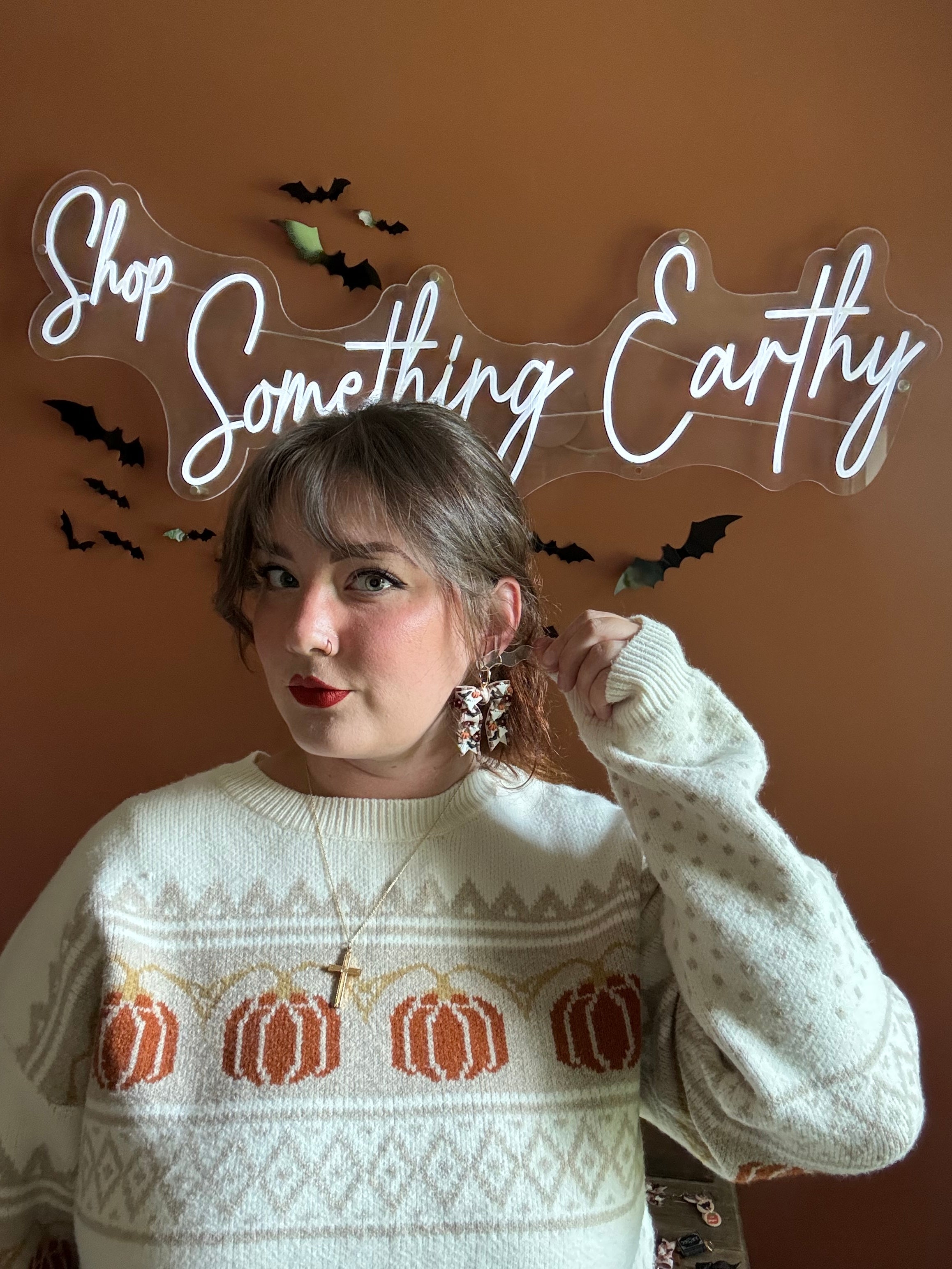Haunted Harvest Bows handmade polymer clay earrings by Shop Something Earthy — view 2 of 2