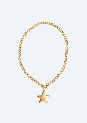 The Heritage Antiqued Gold Charm Necklace detail view by London Crafted