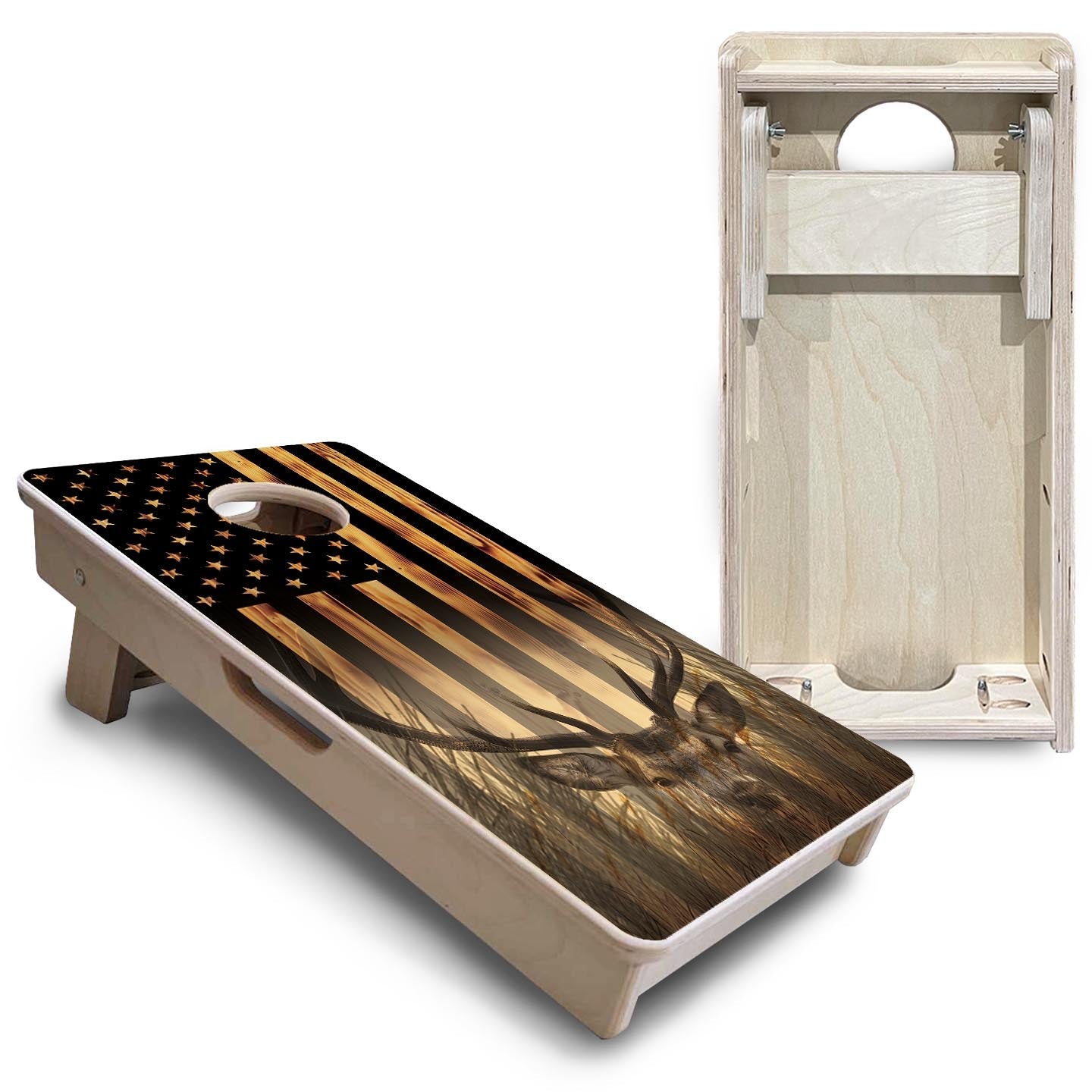 Hidden Deer & Fish Flag - Mini or Vacation Size Cornhole Boards by Cornhole Solutions, custom cornhole board detail photo 5