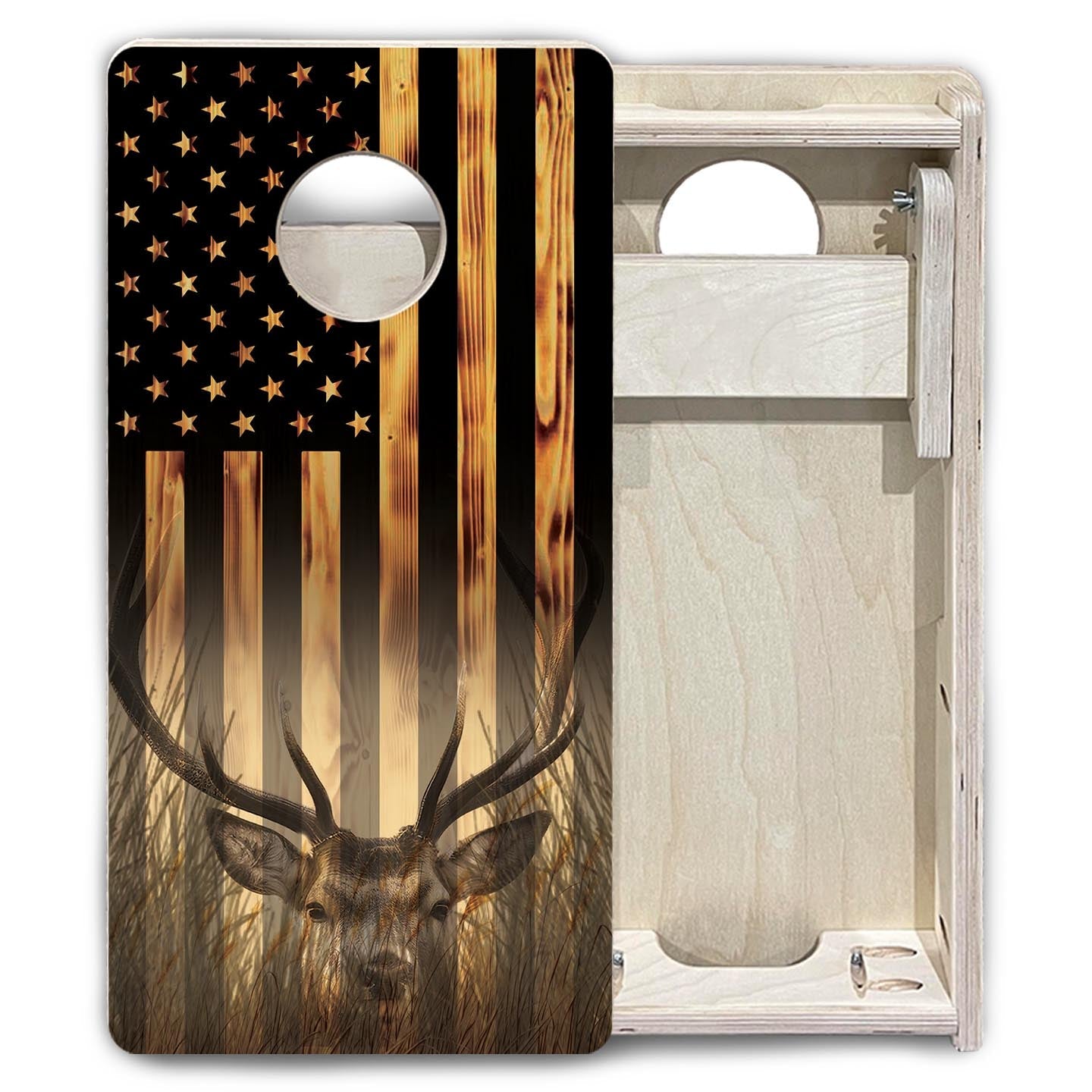 Hidden Deer & Fish Flag - Mini or Vacation Size Cornhole Boards by Cornhole Solutions, custom cornhole board detail photo 4