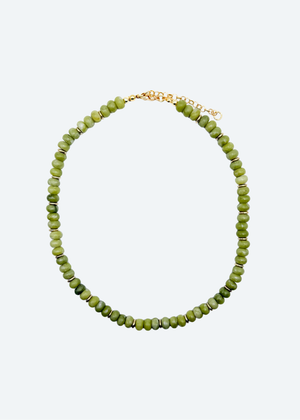 The Austin Green Rondelle Beaded Necklace by London Crafted