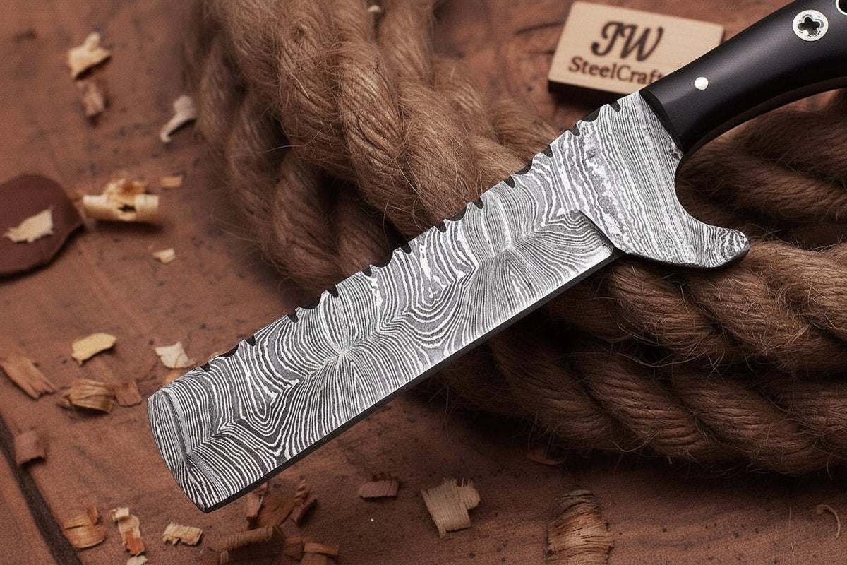 Blackhorn Ladder Damascus Bull Cutter by JW SteelCrafts, alternate view 5