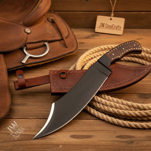 Hand-Forged High Carbon Steel Bowie Knife – 13-Inch Trailing Point