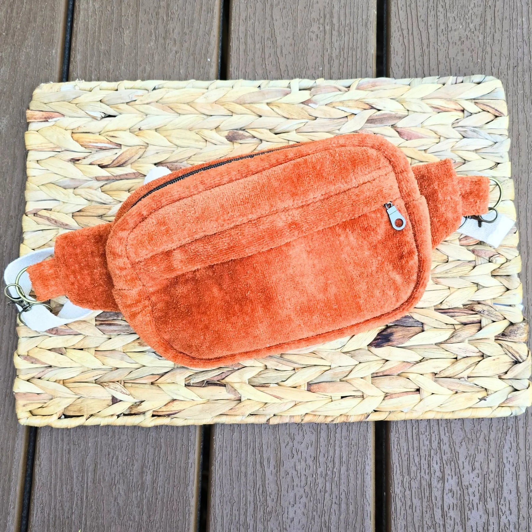 1970s Vintage Towel Crossbody Bum Bag, Retro Boho Fanny Pack, Handmade Terry Cloth Bag, Festival Crossbody Belt Bag, Upcycled Vintage Style by Maypop House Designs, natural