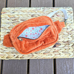 1970s Vintage Towel Crossbody Bum Bag, Retro Boho Fanny Pack, Handmade Terry Cloth Bag, Festival Crossbody Belt Bag, Upcycled Vintage Style by Maypop House Designs, natural