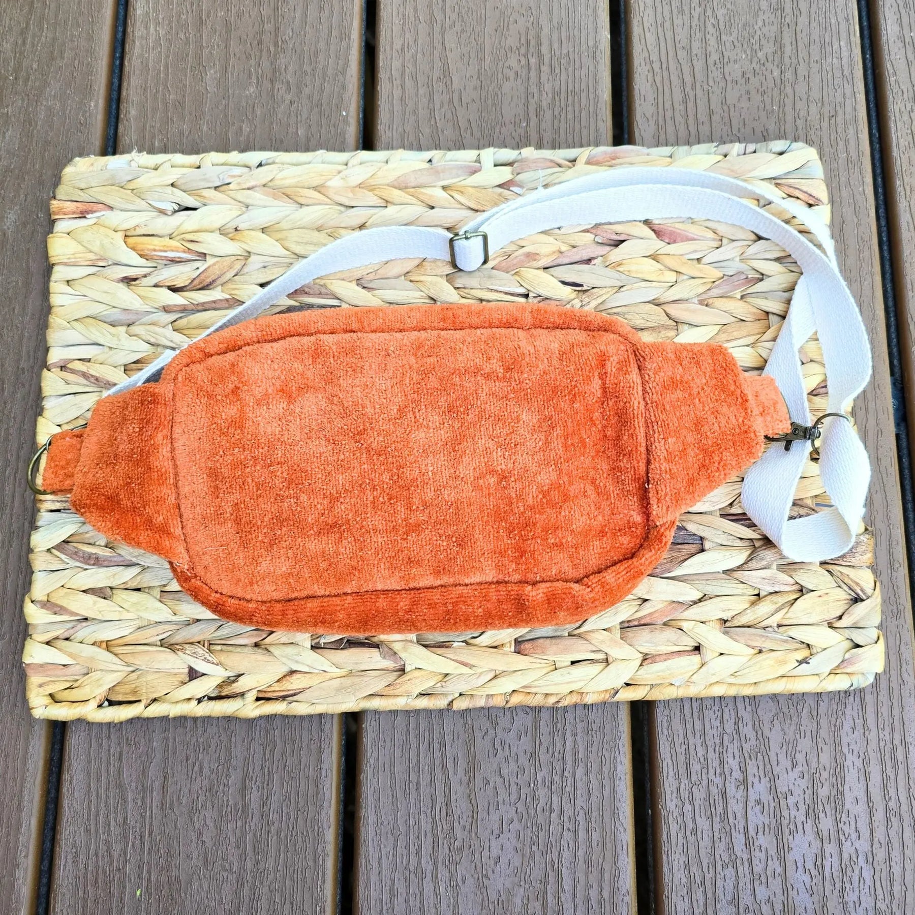 1970s Vintage Towel Crossbody Bum Bag, Retro Boho Fanny Pack, Handmade Terry Cloth Bag, Festival Crossbody Belt Bag, Upcycled Vintage Style by Maypop House Designs, natural