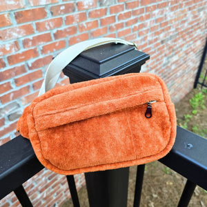 1970s Vintage Towel Crossbody Bum Bag, Retro Boho Fanny Pack, Handmade Terry Cloth Bag, Festival Crossbody Belt Bag, Upcycled Vintage Style by Maypop House Designs, natural