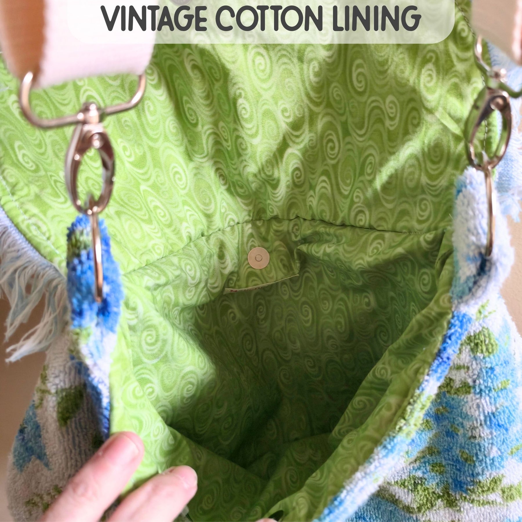 Upcycled Vintage Towel Crossbody Bag, Floral Messenger Bag, Adjustable Strap