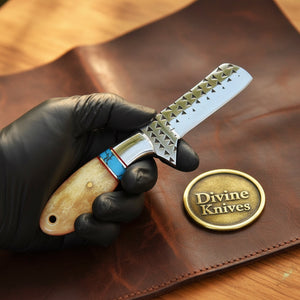 Turquoise & Bone Rasp Bull Cutter Knife with product detail, view 5