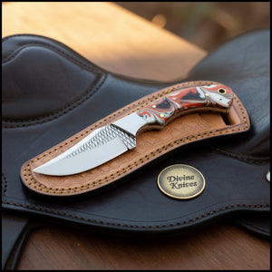 Orange Marble Resin Cowboy Belt Knife with product detail, view 4