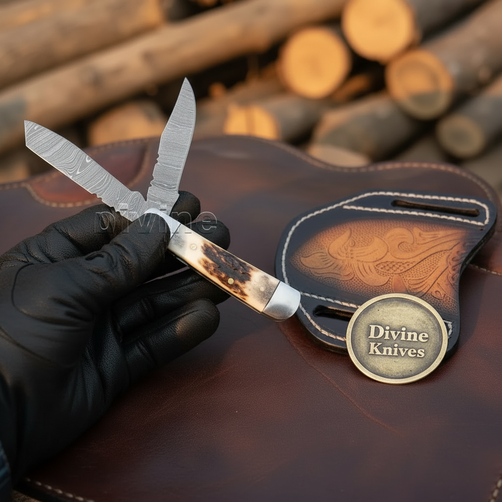 Twist Pattern Trapper Folding Knife for Traditional Pocket Knife Fans