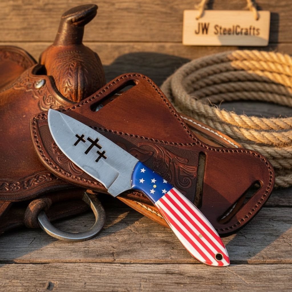 Old Glory Skinner Knife 8.5" by JW SteelCrafts