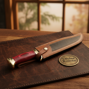 D2 Steel Razor Sharp Bowie with Red Handle product detail, view 5