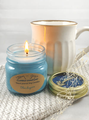 Blue Lagoon soy candle and wax melts by Mam Jam’s Candle Company