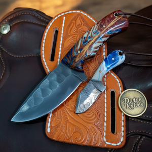 Multicolor Swirl Resin Skinner & Neck Knife Set by Divine Knives