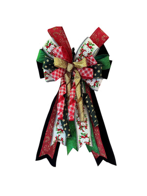 Red & Green Plaid Christmas Bow | Wreath Decor handmade by Bouge Creations