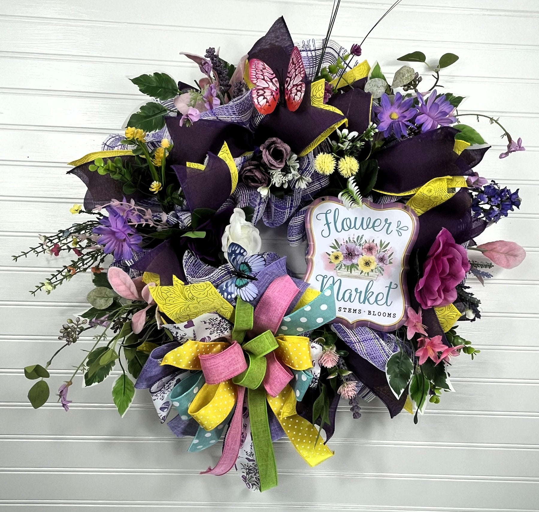 Flower Market Spring Wreath | Wildflowers & Butterfly by Bouge Creations, view 6