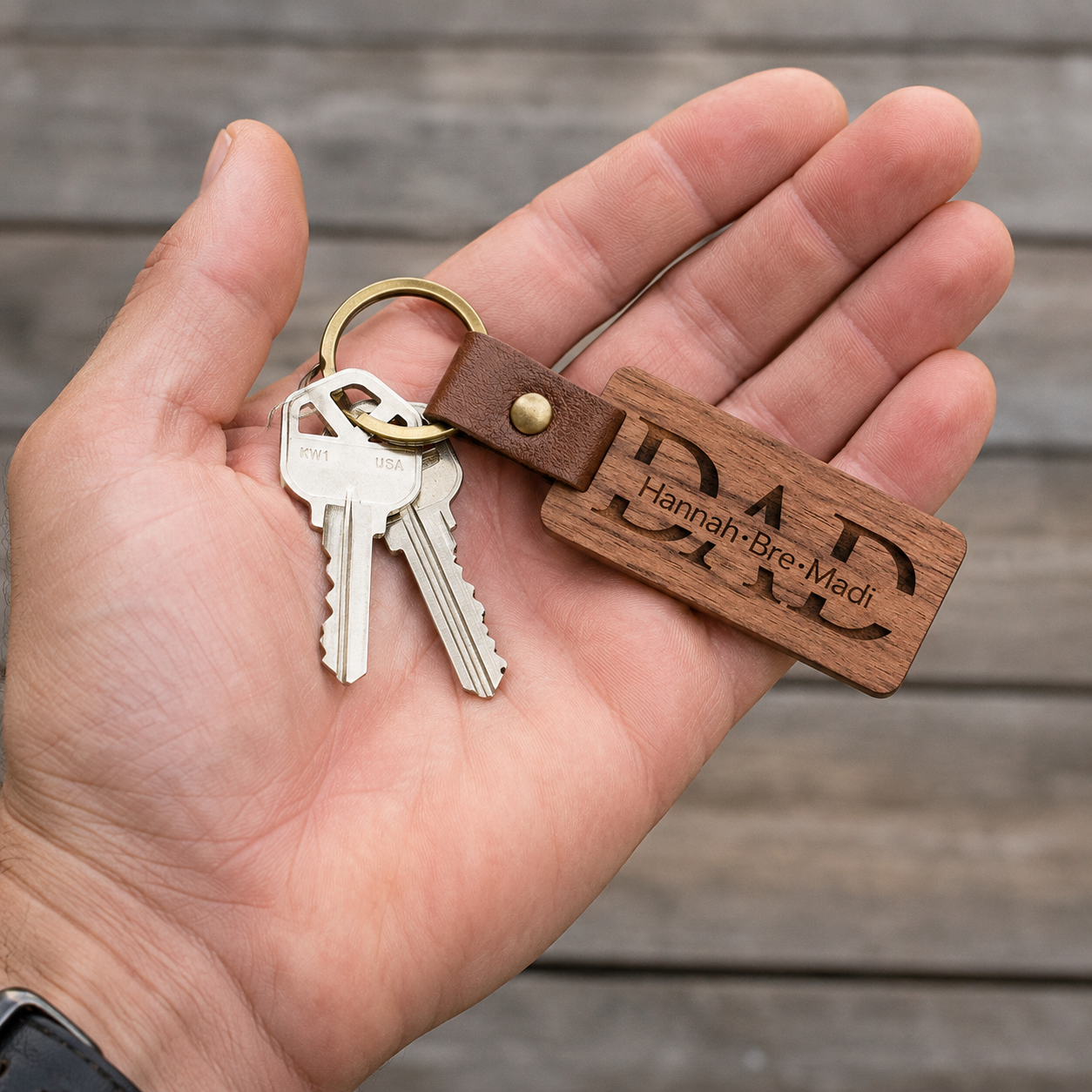 Personalized Wood Keychain by Poor Hog Customs, 3D printed gift detail photo 2