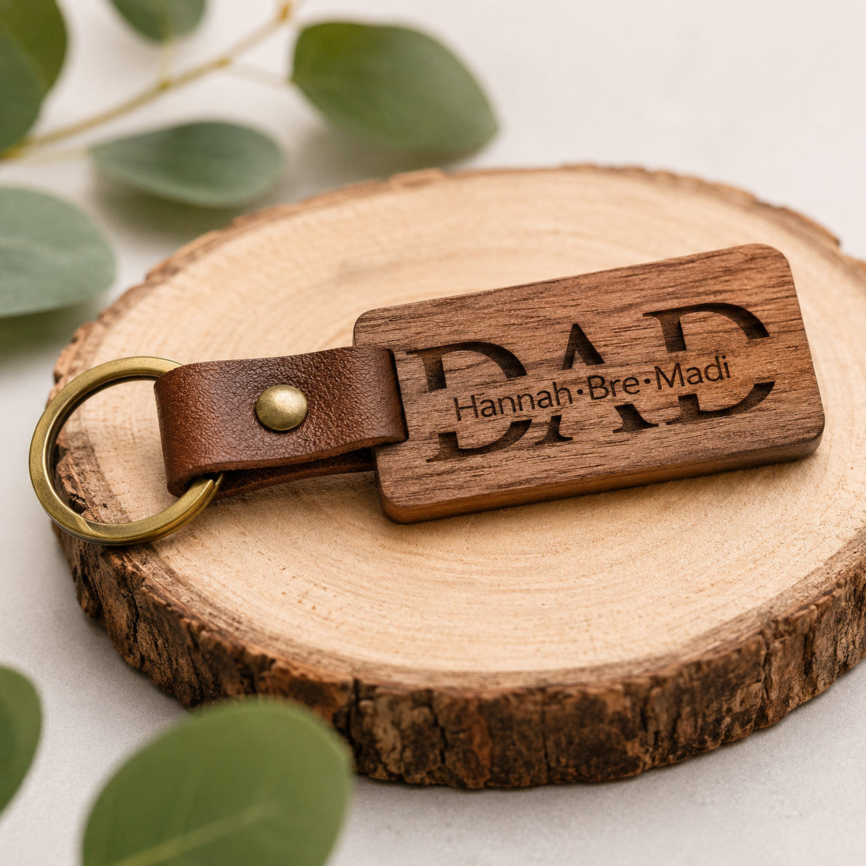 Personalized Wood Keychain by Poor Hog Customs, 3D printed gift main product photo
