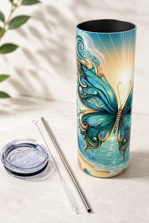 20 oz Double-Wall Stainless Steel Skinny Tumbler by Busy Bee Creationz, custom drinkware detail photo 2