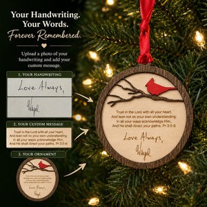 Personalized Cardinal Ornament with Handwriting or Custom Quote by Poor Hog Customs, Southern home decor detail photo 3