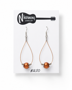 Copper Guitar String Earrings by N Harmony Jewelry, handmade jewelry detail photo 4