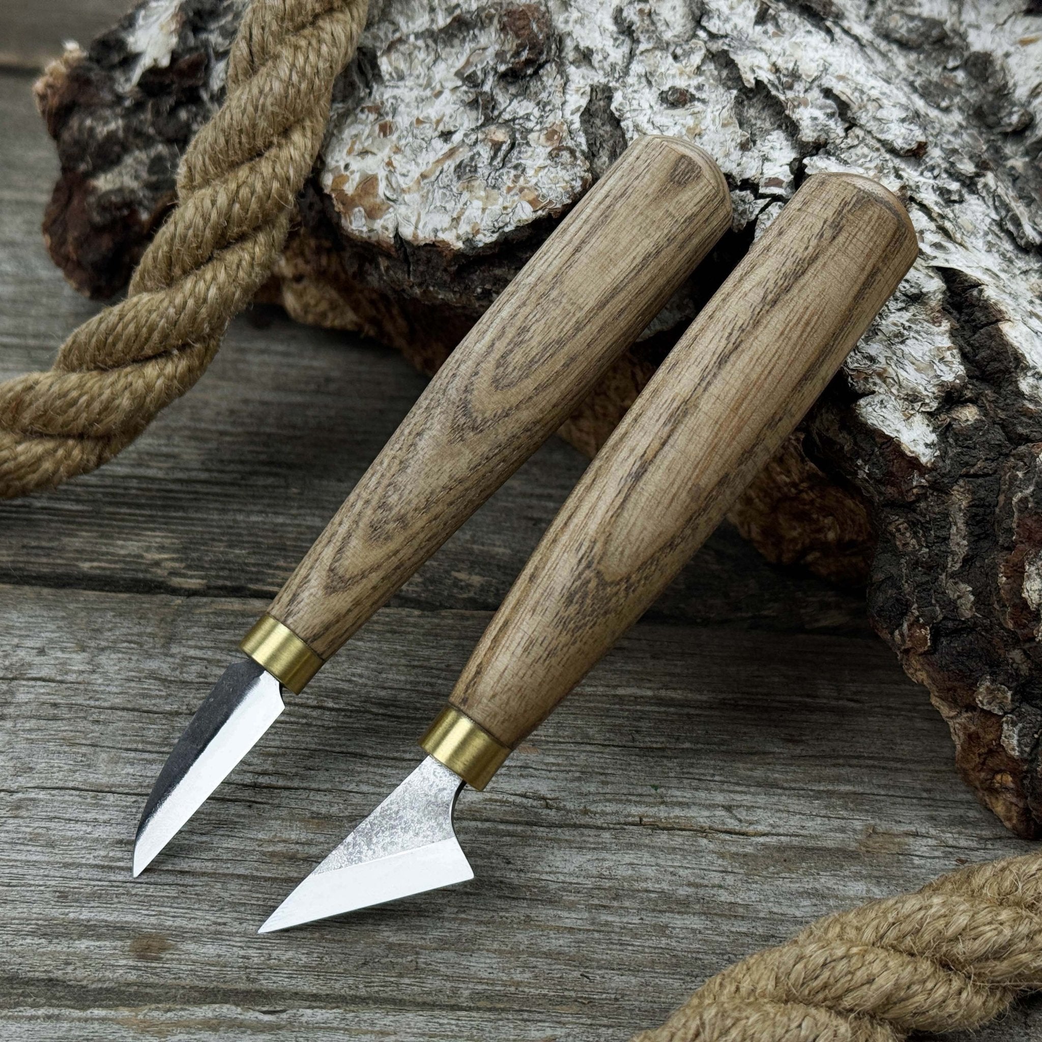 2-Piece Chip Carving Knife Set detail view by Sharky Forged Steel Tools