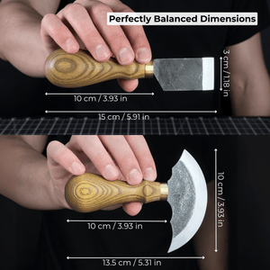2-Piece Rounded and Straight Leather Knife Set detail view by Sharky Forged Steel Tools