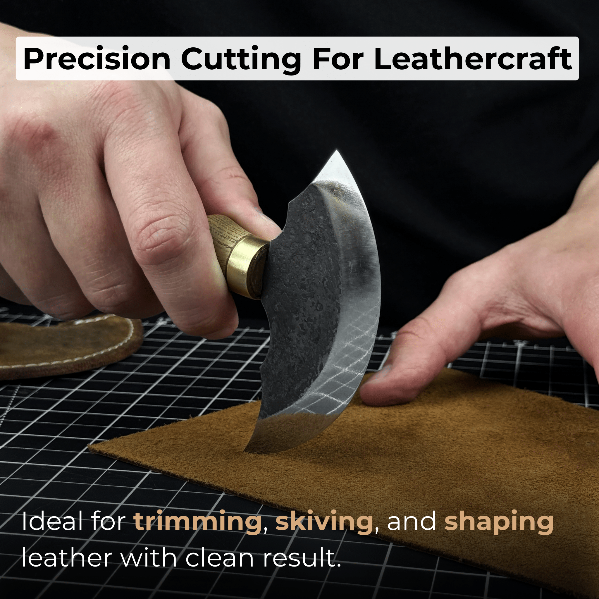 2-Piece Rounded and Straight Leather Knife Set detail view by Sharky Forged Steel Tools