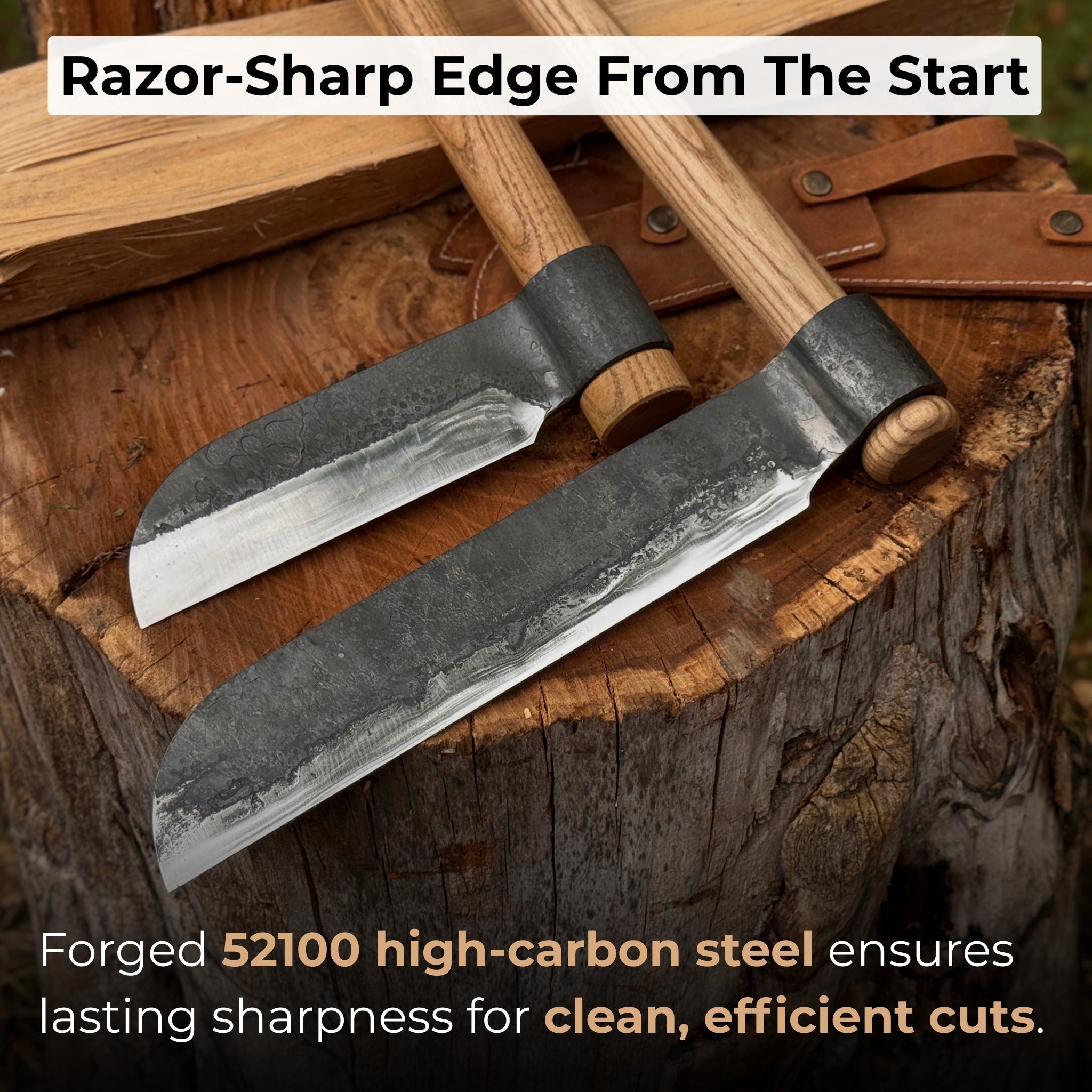 2-Piece Splitting Froe Set detail view by Sharky Forged Steel Tools