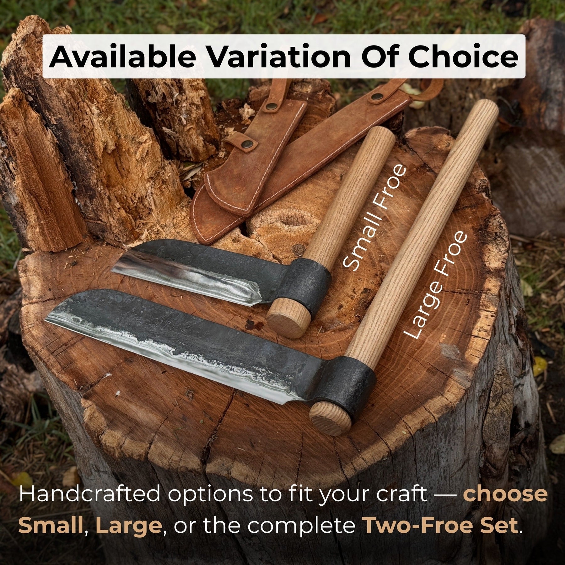 2-Piece Splitting Froe Set detail view by Sharky Forged Steel Tools