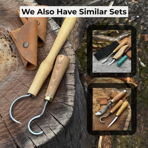 2-Piece Spoon Carving Hook Knife Set detail view by Sharky Forged Steel Tools