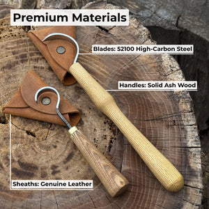 2-Piece Spoon Carving Hook Knife Set detail view by Sharky Forged Steel Tools