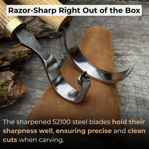 2-Piece Spoon Carving Hook Knife Set detail view by Sharky Forged Steel Tools
