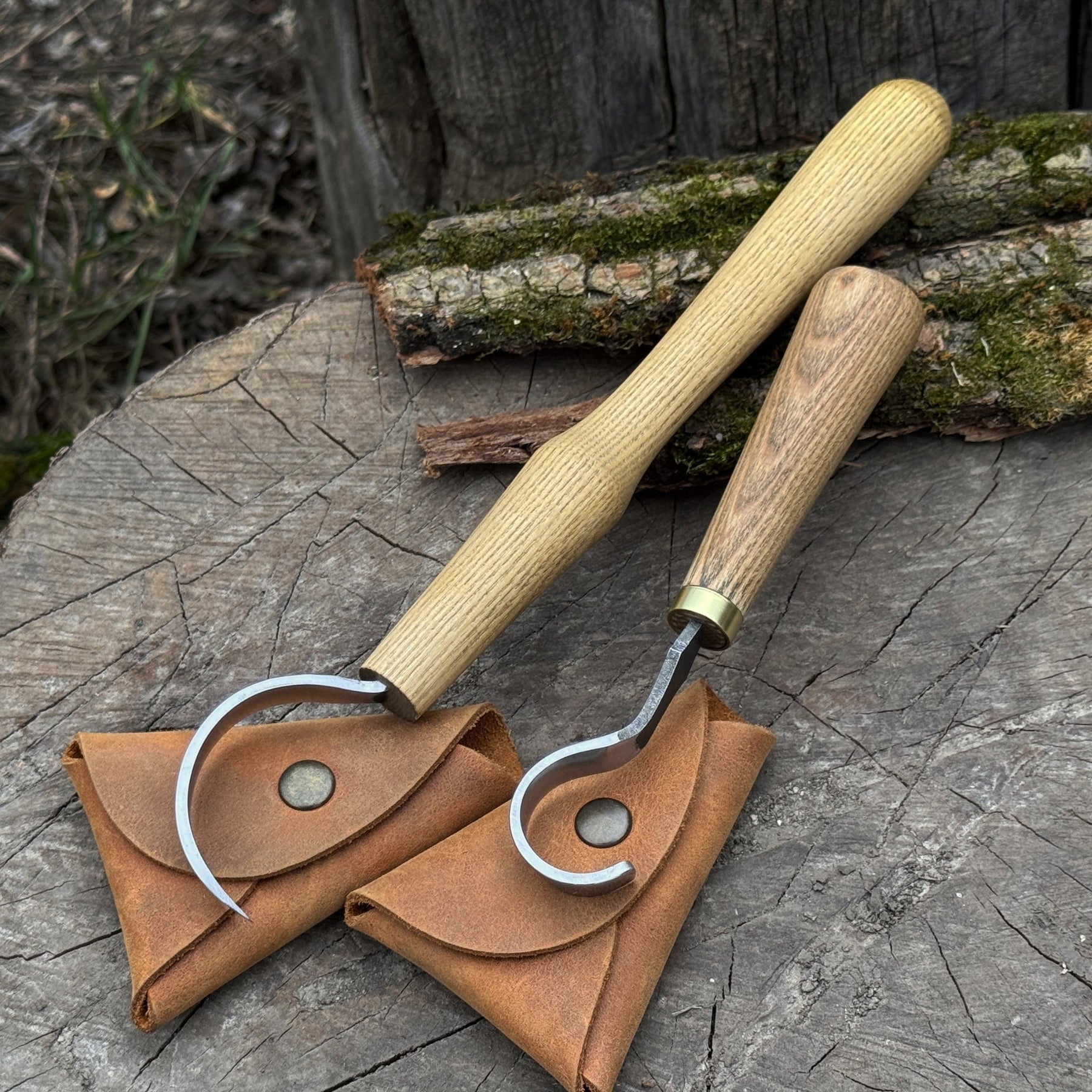 2-Piece Spoon Carving Hook Knife Set by Sharky Forged Steel Tools