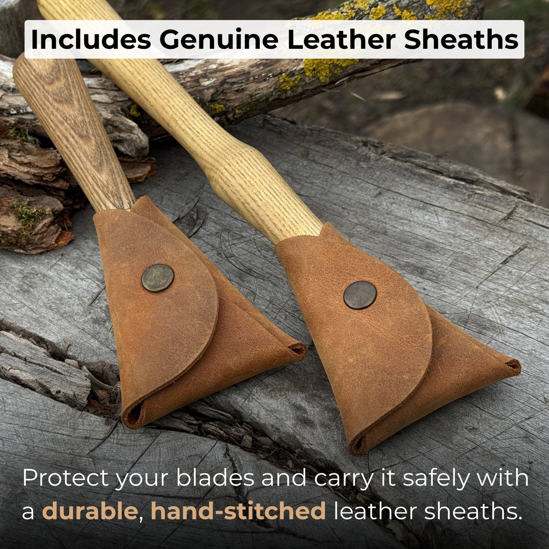 2-Piece Spoon Carving Hook Knife Set detail view by Sharky Forged Steel Tools