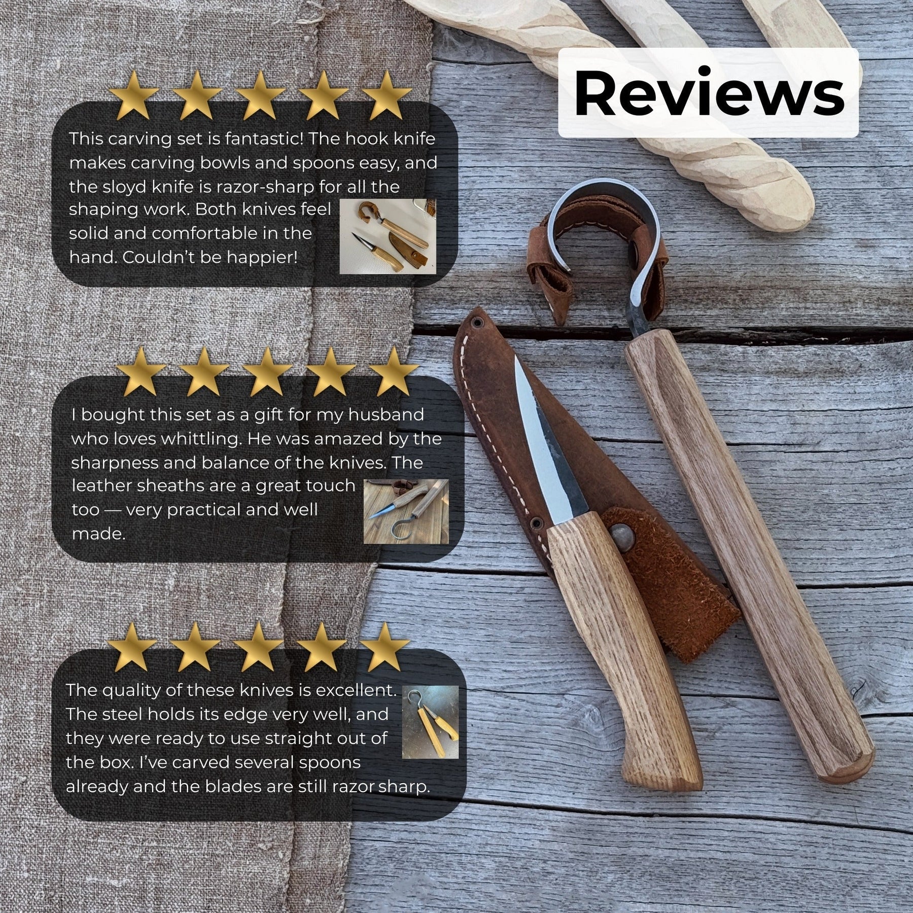2-Piece Spoon Carving Knife Set for Beginners