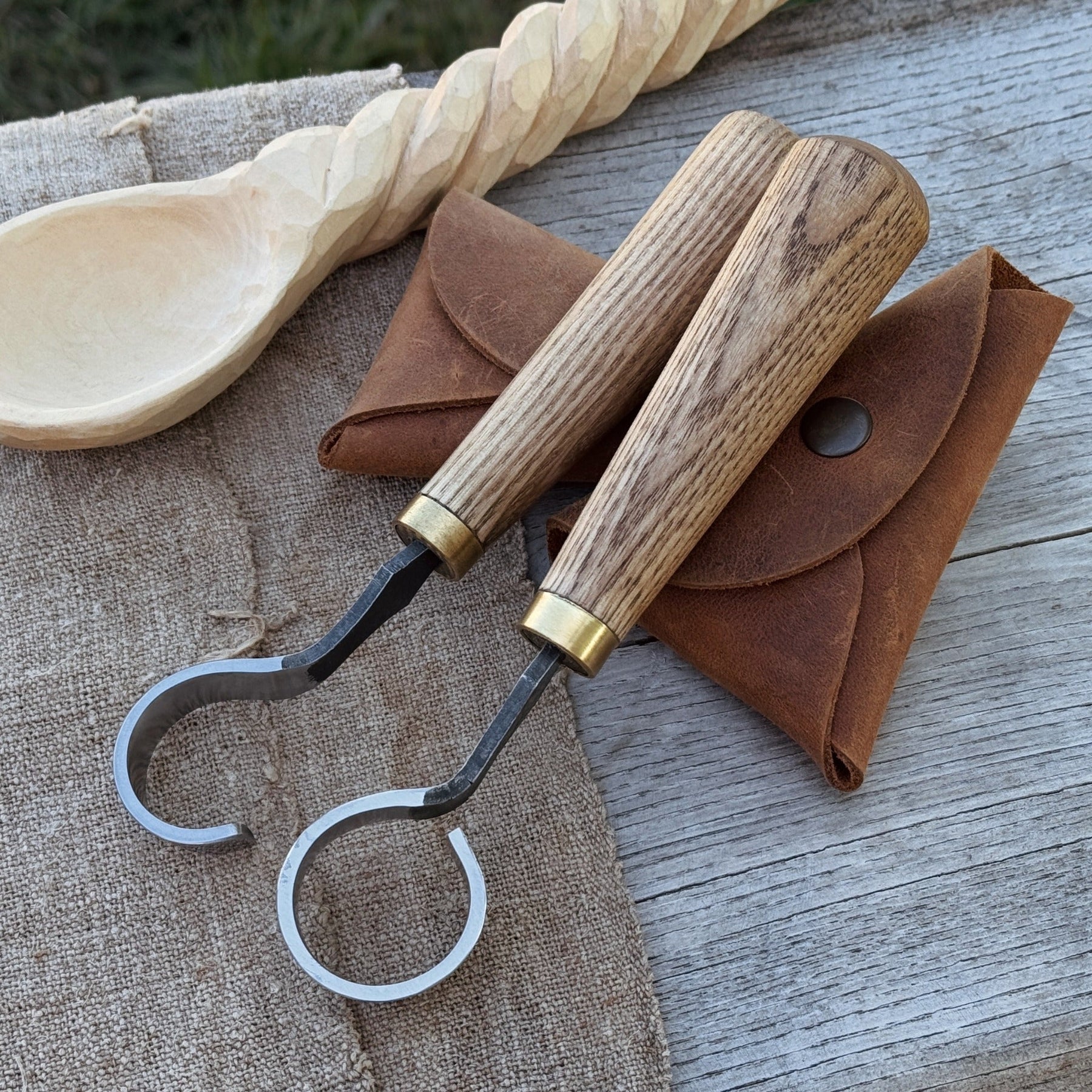 2-Piece Spoon Carving Knife Set by Sharky Forged Steel Tools