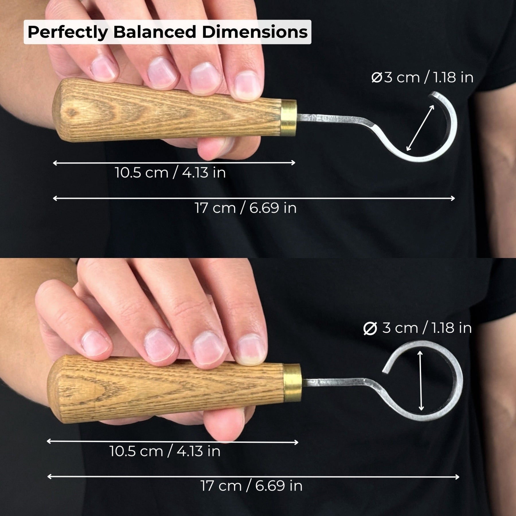 2-Piece Spoon Carving Knife Set detail view by Sharky Forged Steel Tools
